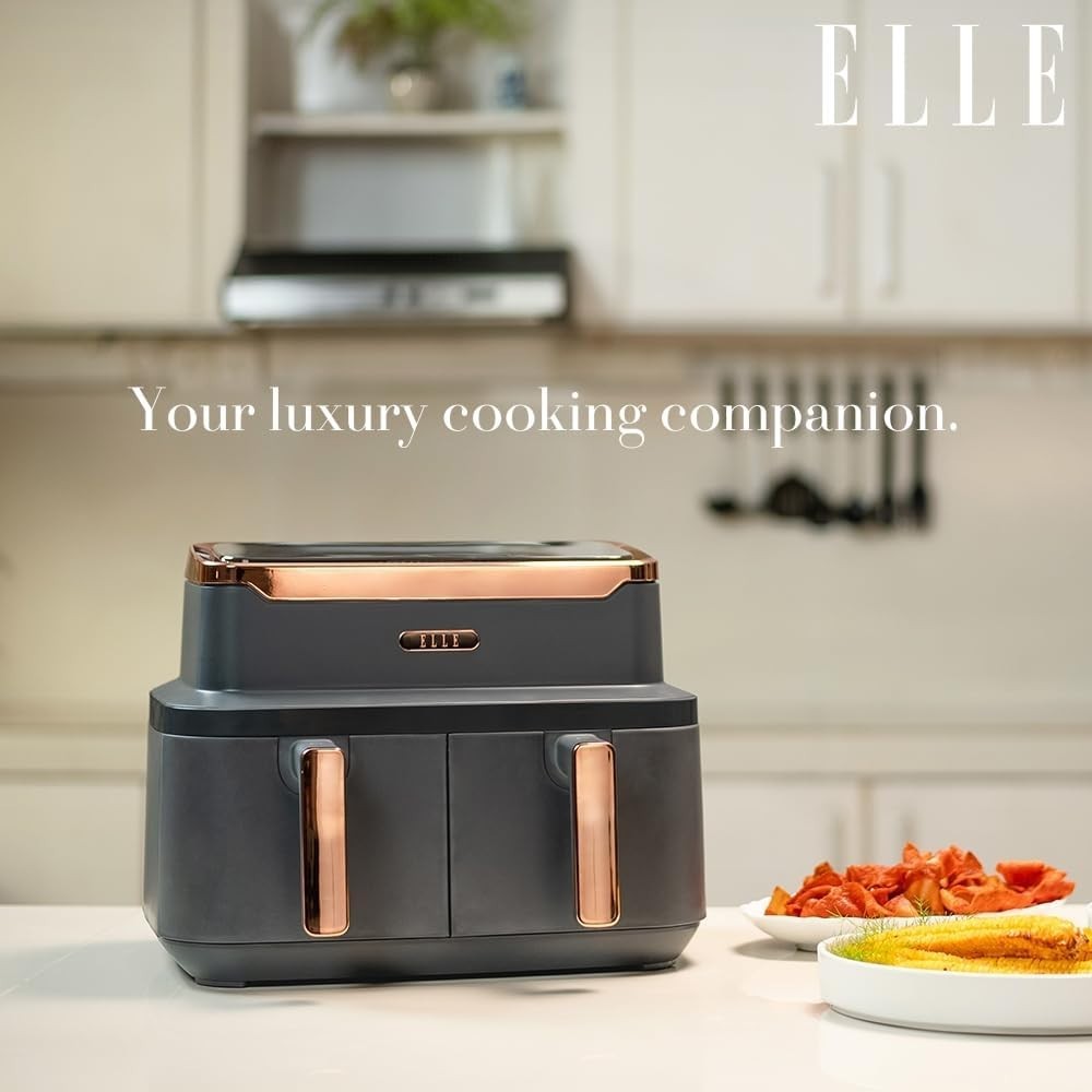Dual Basket Air Fryer 8.4L Match Cook 10-in-1 Oil Free Touch Grey