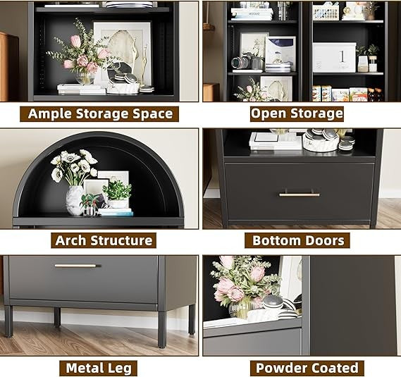 White Modern Storage Cabinet – Gold Leg Sideboard Display Unit for Hallway