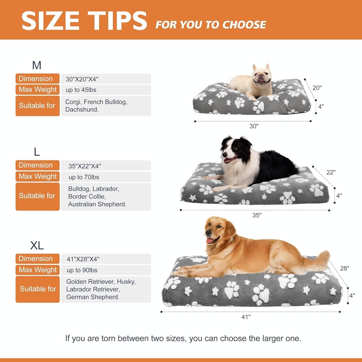 Large Dog Bed 89x56cm Washable Crate Mattress Grey Paw