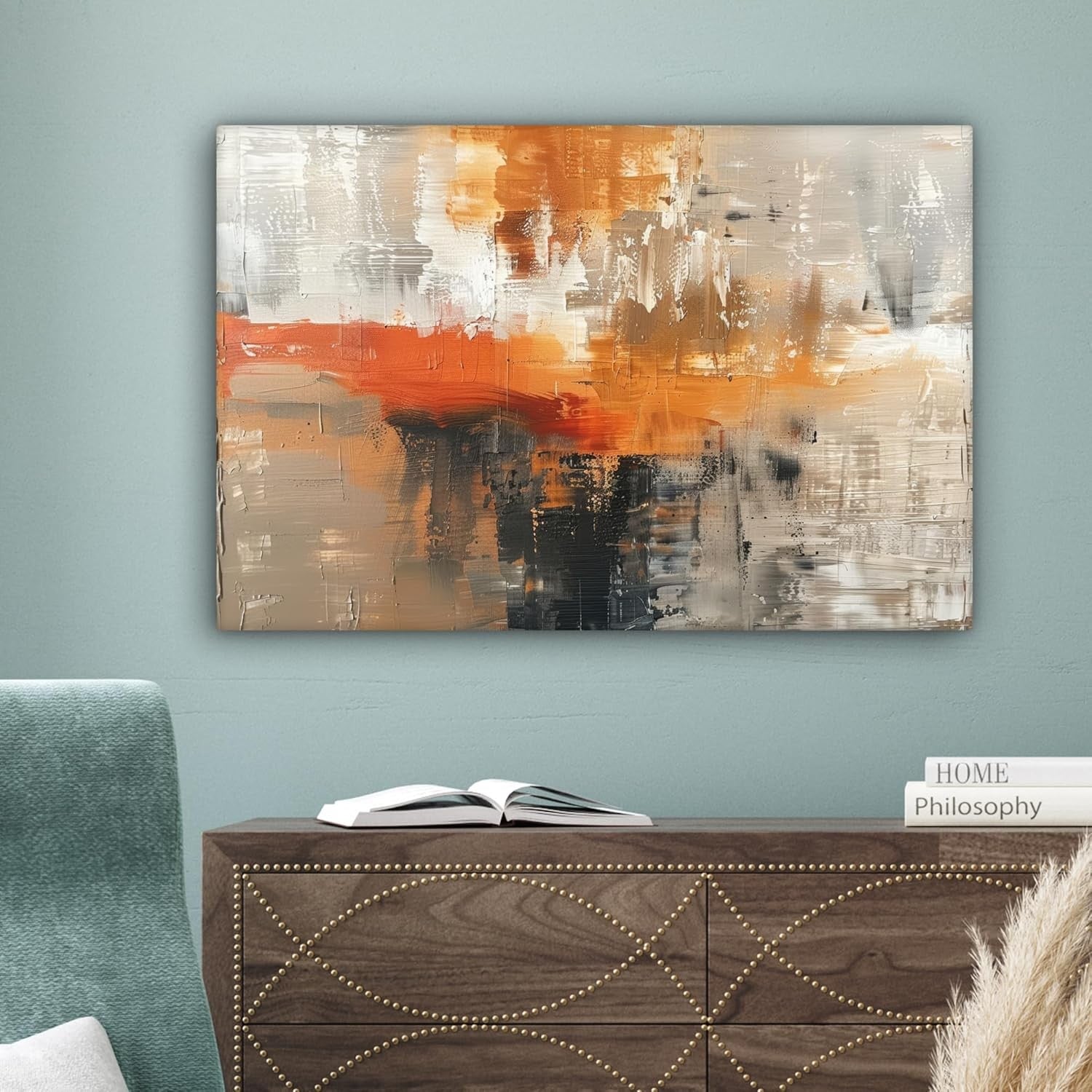Abstract Gold Grey Canvas Wall Art 60x40cm Framed Modern