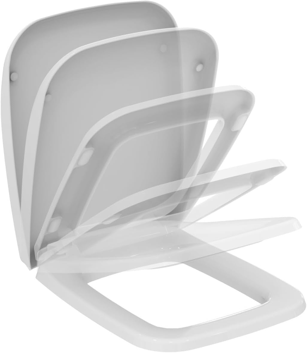White Duroplast Toilet Seat Soft-Close Stainless Steel Hinges Bathroom WC