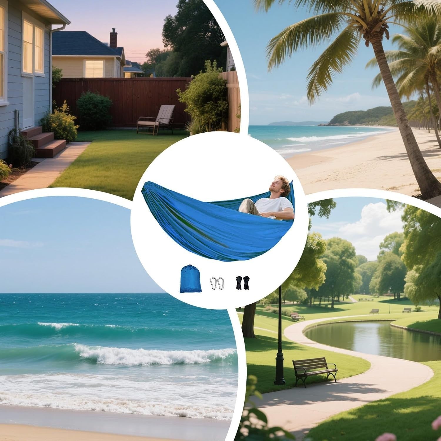 Camping Hammock Double/Single with Tree Straps – Tear-Resistant & Portable