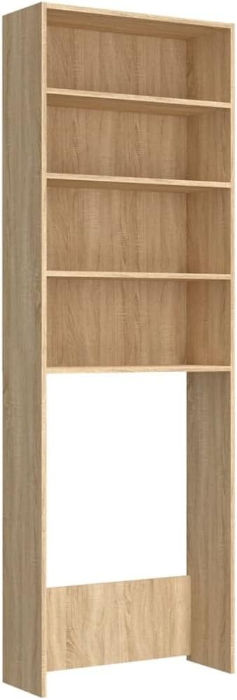 Space-Saving Washing Machine Cabinet with Sonoma Oak Finish - 64x24x190cm