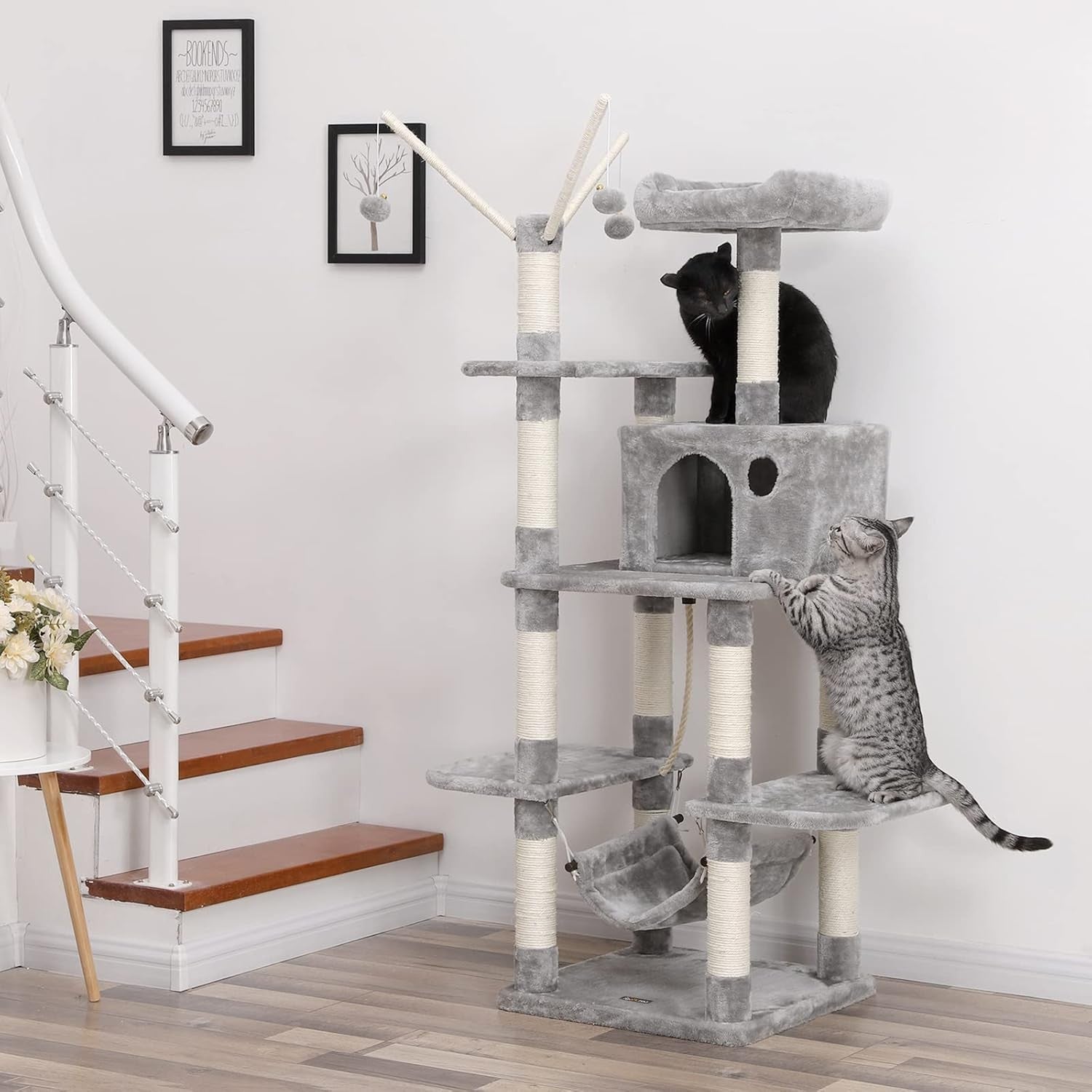 Large Cat Tree Tower 154cm Scratching Posts Hammock Multi-Level