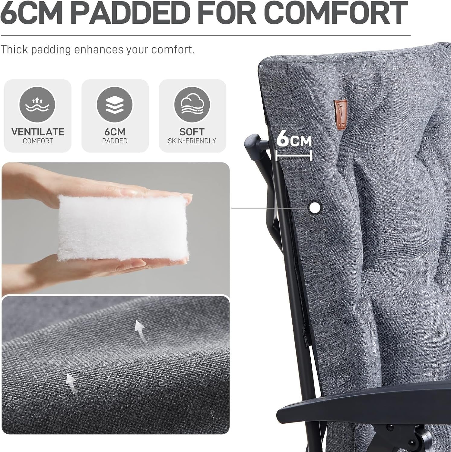 Heavy Duty Folding Camping Chair Padded High Back Cup Holder Recliner