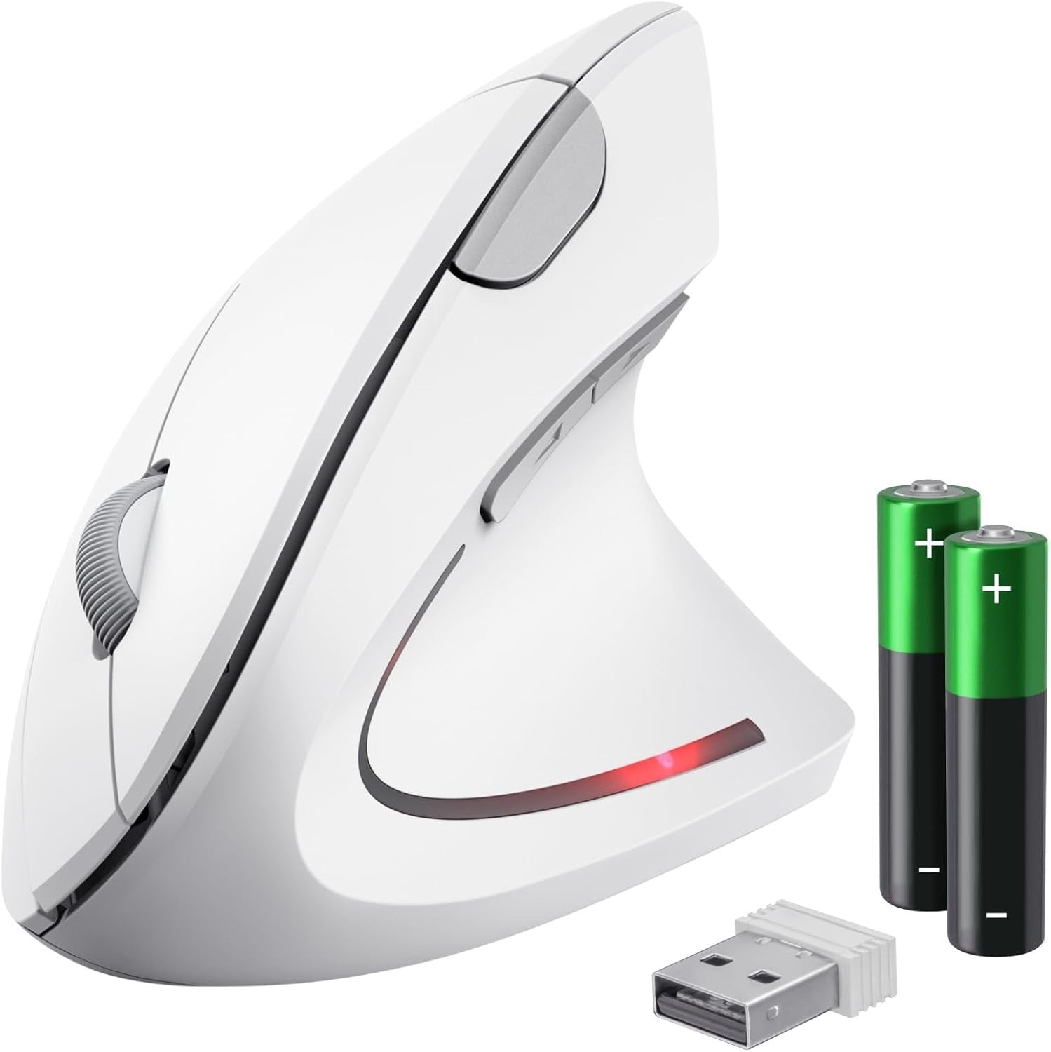 Vertical Ergonomic Wireless Mouse 6 Button 1600 DPI USB White