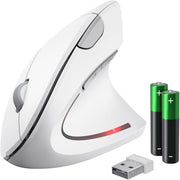 Vertical Ergonomic Wireless Mouse 6 Button 1600 DPI USB White