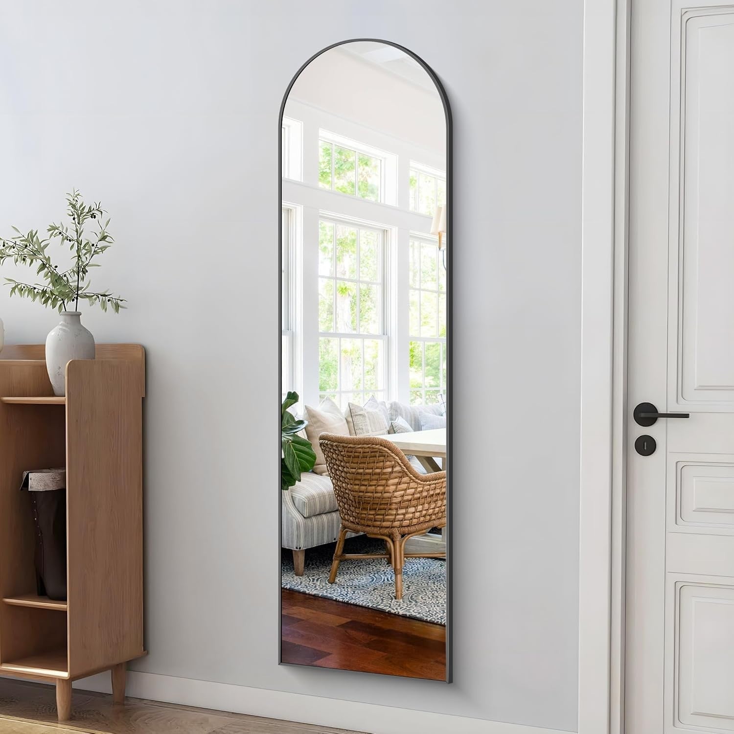 Black Arch Full Length Mirror 150x40cm Wall Leaning Mirror for Bedroom Hall