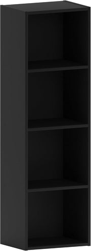 4 Tier Black Wooden Cube Bookcase Small Storage Shelf for Living Room Office