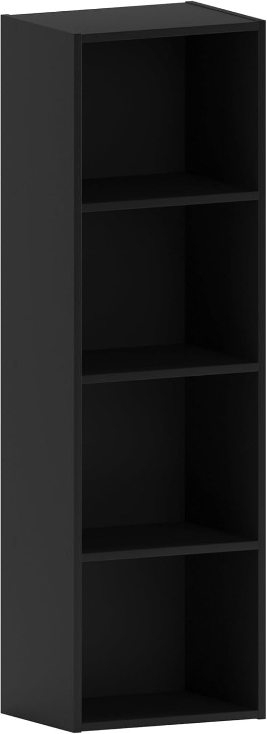 4 Tier Black Wooden Cube Bookcase Small Storage Shelf for Living Room Office
