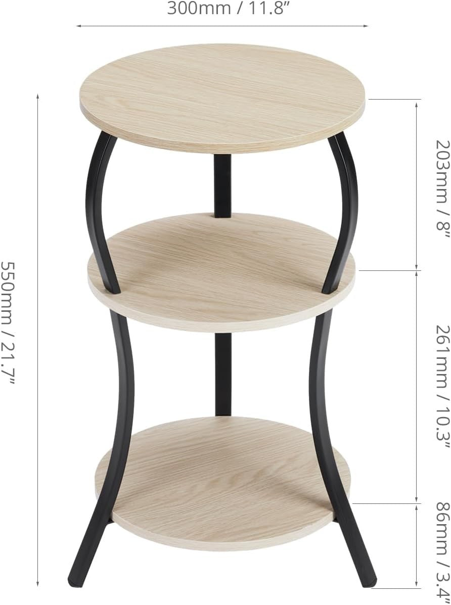 3-Tier Round Side Table with Storage Shelves – Compact, Stylish & Sturdy