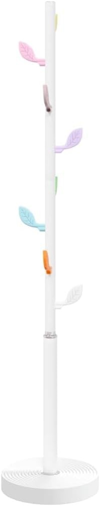 Modern White Metal Coat Rack Stand | Freestanding Hall Tree with Cement Base 172