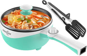 Mini Electric Hot Pot Cooker 1.7L Nonstick Rapid Ramen Skillet Pan