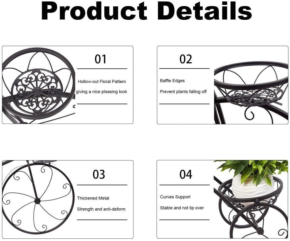 3 Tier Bicycle Plant Stand Metal Flower Pot Holder Indoor Outdoor Display Rack
