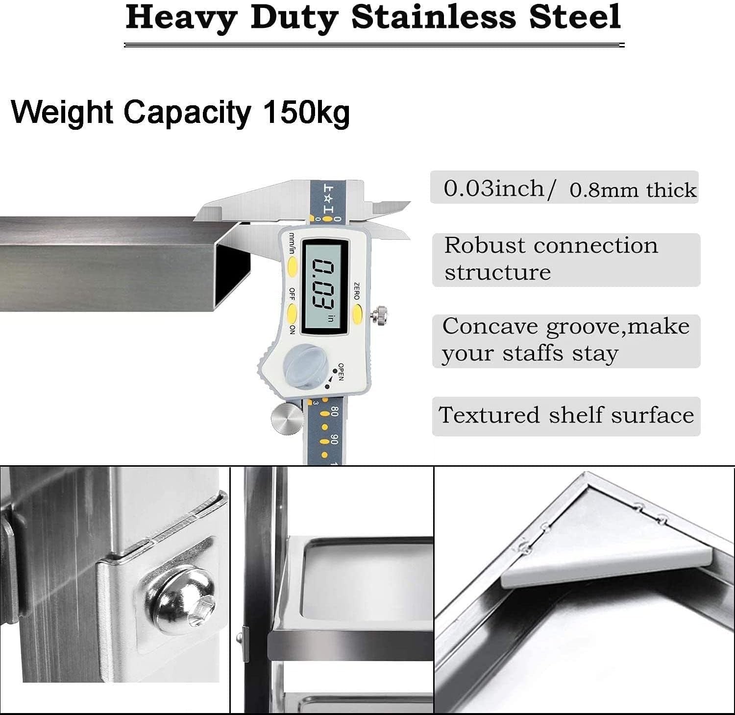 Large 3 Tier Stainless Steel Catering Trolley 200KG