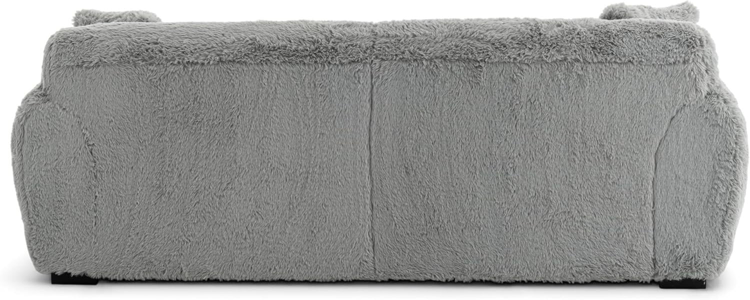 Grey Plush 3 Seater Sofa Deep Seat Fluffy Teddy Fabric Comfy Lounge Couch
