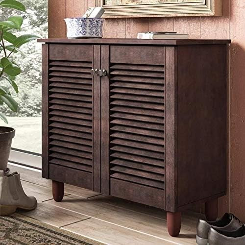 2 Door Shoe Storage Cabinet Footwear Rack Organizer 77x34x68 cm Dark Wenge