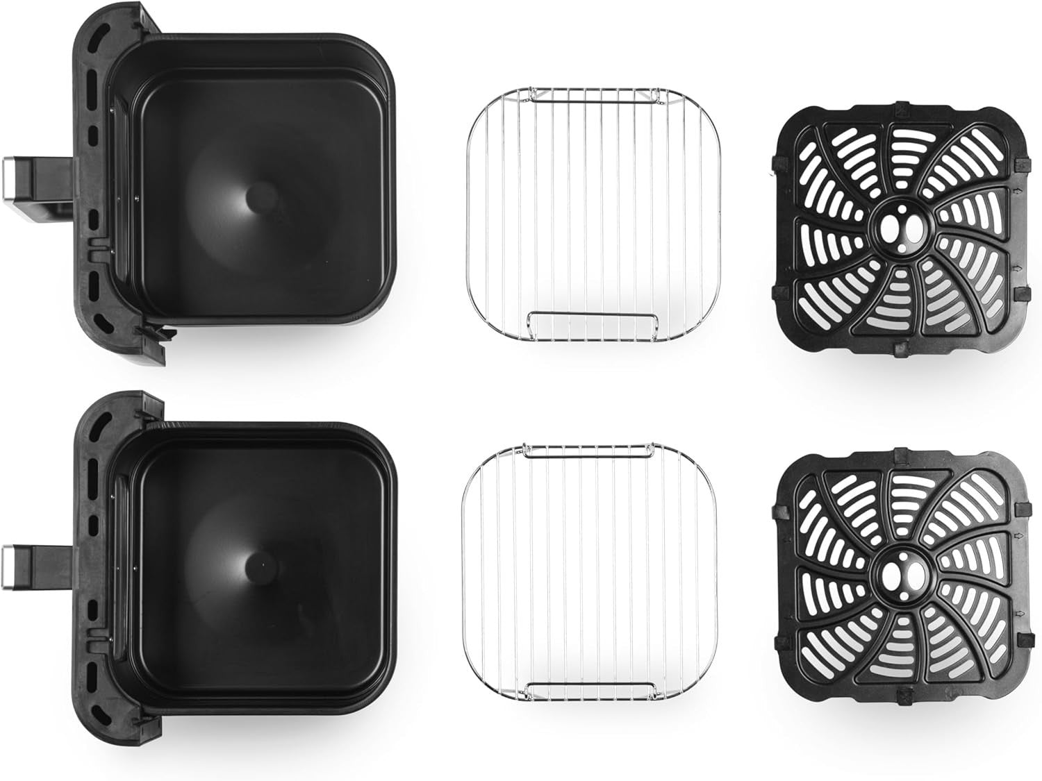 9L Dual Tier Air Fryer Stacked 2 Basket Window Touch LED 9 Presets 2400W