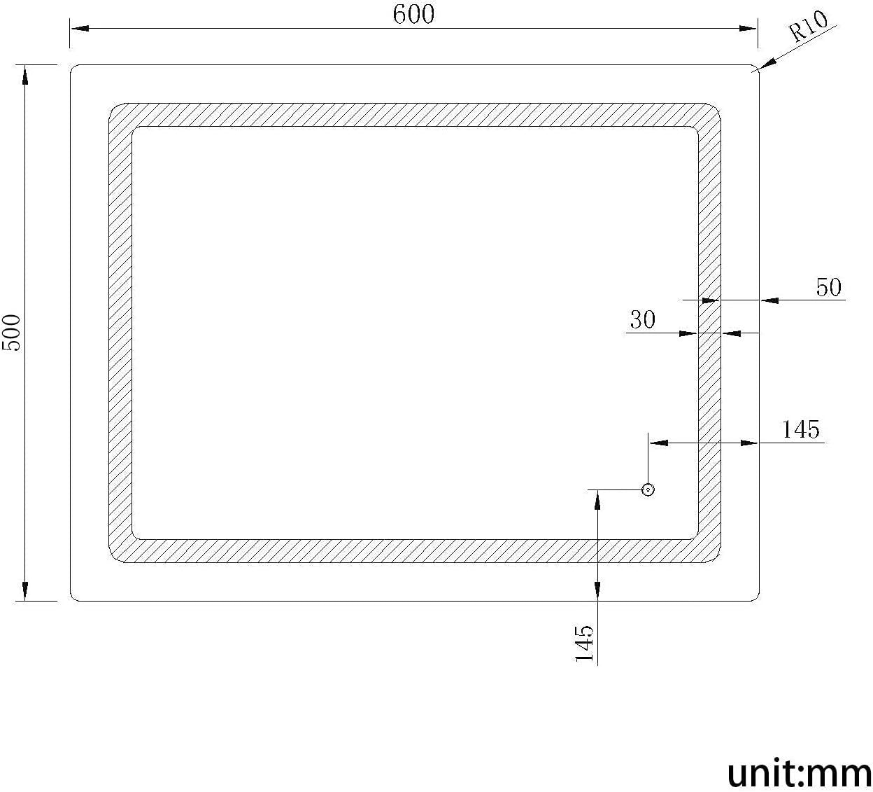 LED Bathroom Mirror 600x500mm Wall Mounted Light Demister Shaver Socket