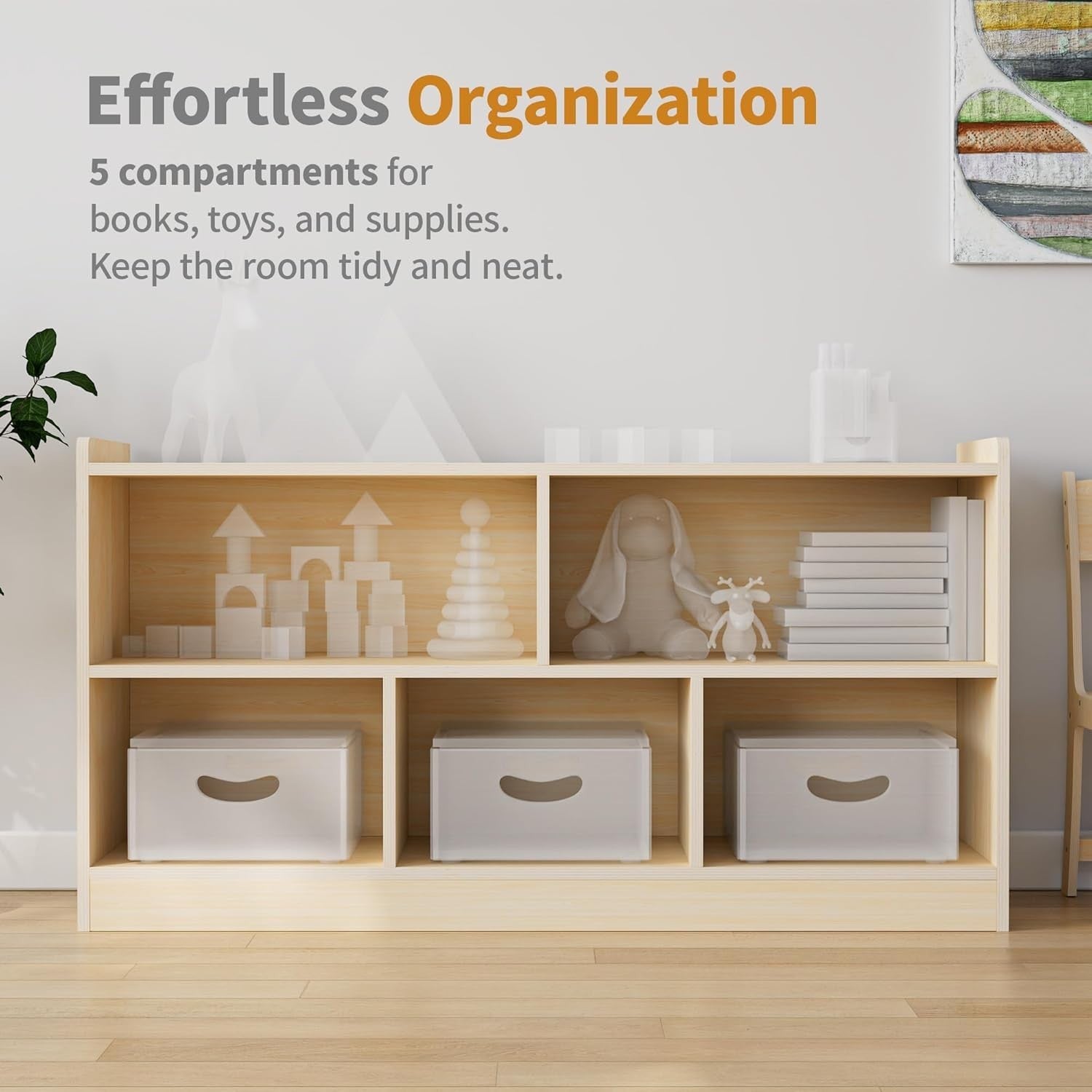 Montessori Birch 5 Tier Wooden Storage Shelf Cabinet Nursery Classroom