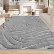 Large Grey Area Rug 200x290cm Modern Abstract Soft Living Room Floor Carpet