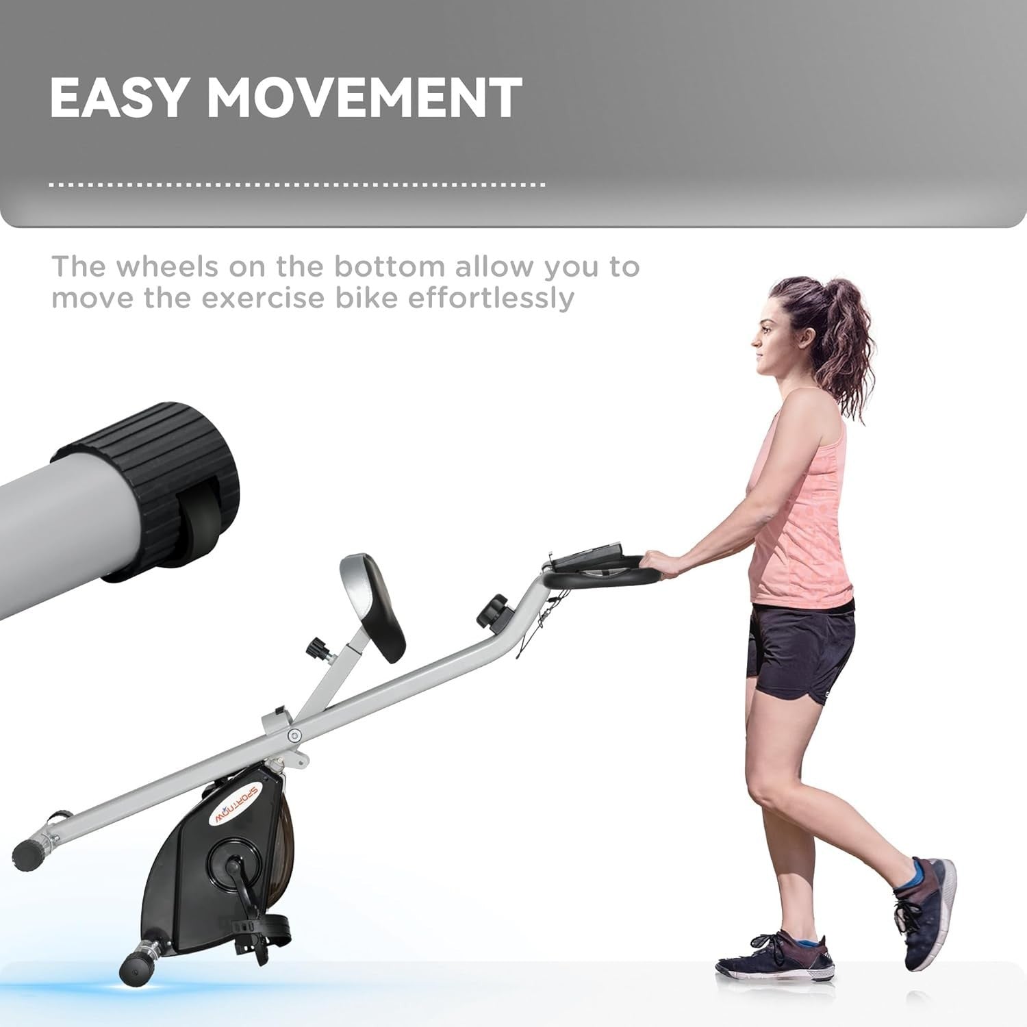 Folding Exercise Bike Quiet 8-Level Magnetic Resistance LCD Pulse Sensor