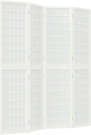 4 Panel White Shoji Room Divider 160x170cm Folding Wooden Privacy Screen Home