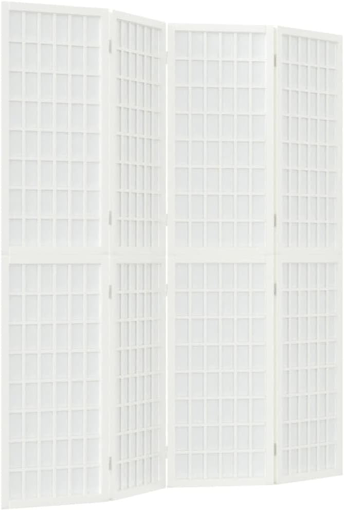 4 Panel White Shoji Room Divider 160x170cm Folding Wooden Privacy Screen Home