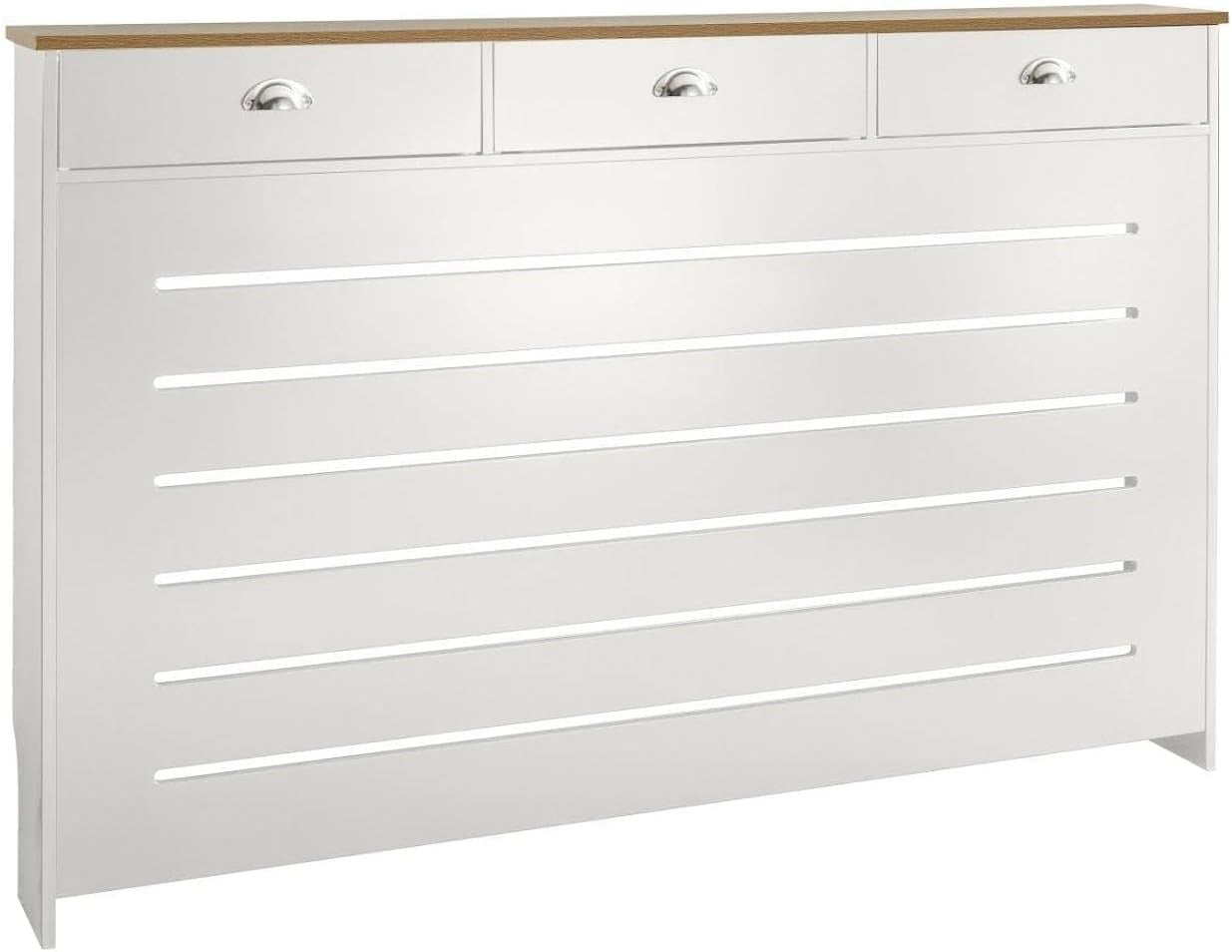 Cream Radiator Cover Cabinet with Drawer Modern MDF Storage Unit, Large