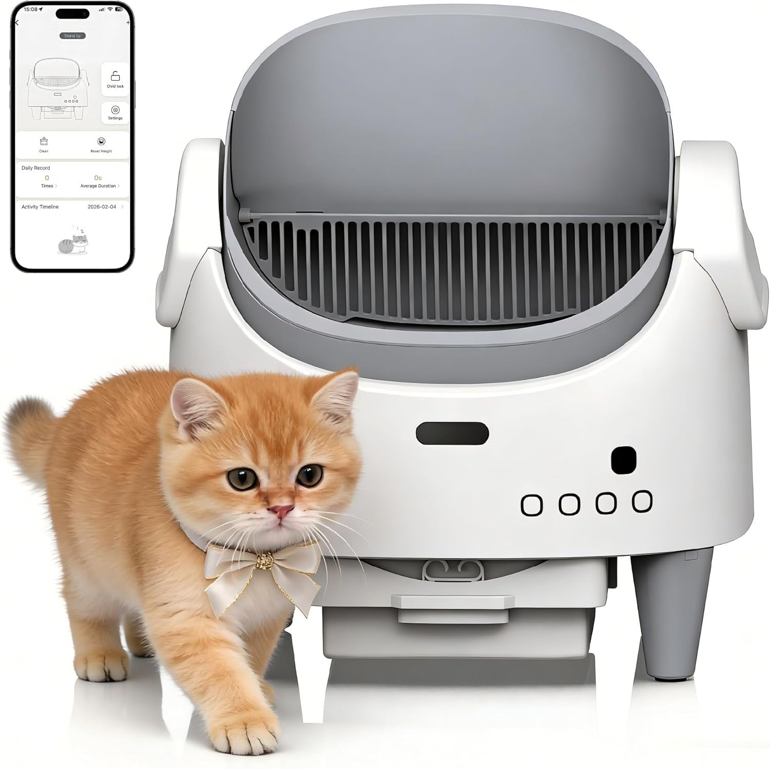 Self Cleaning Cat Litter Box APP Monitor Auto Open Top Multi Cat
