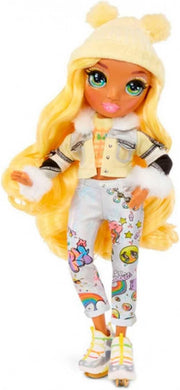 Winter Fashion Doll Yellow Outfit Snow Gear 2 Looks Stand Set