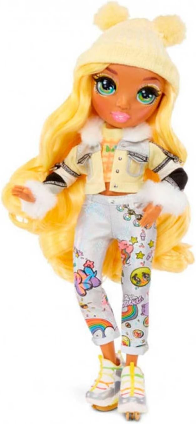 Winter Fashion Doll Yellow Outfit Snow Gear 2 Looks Stand Set