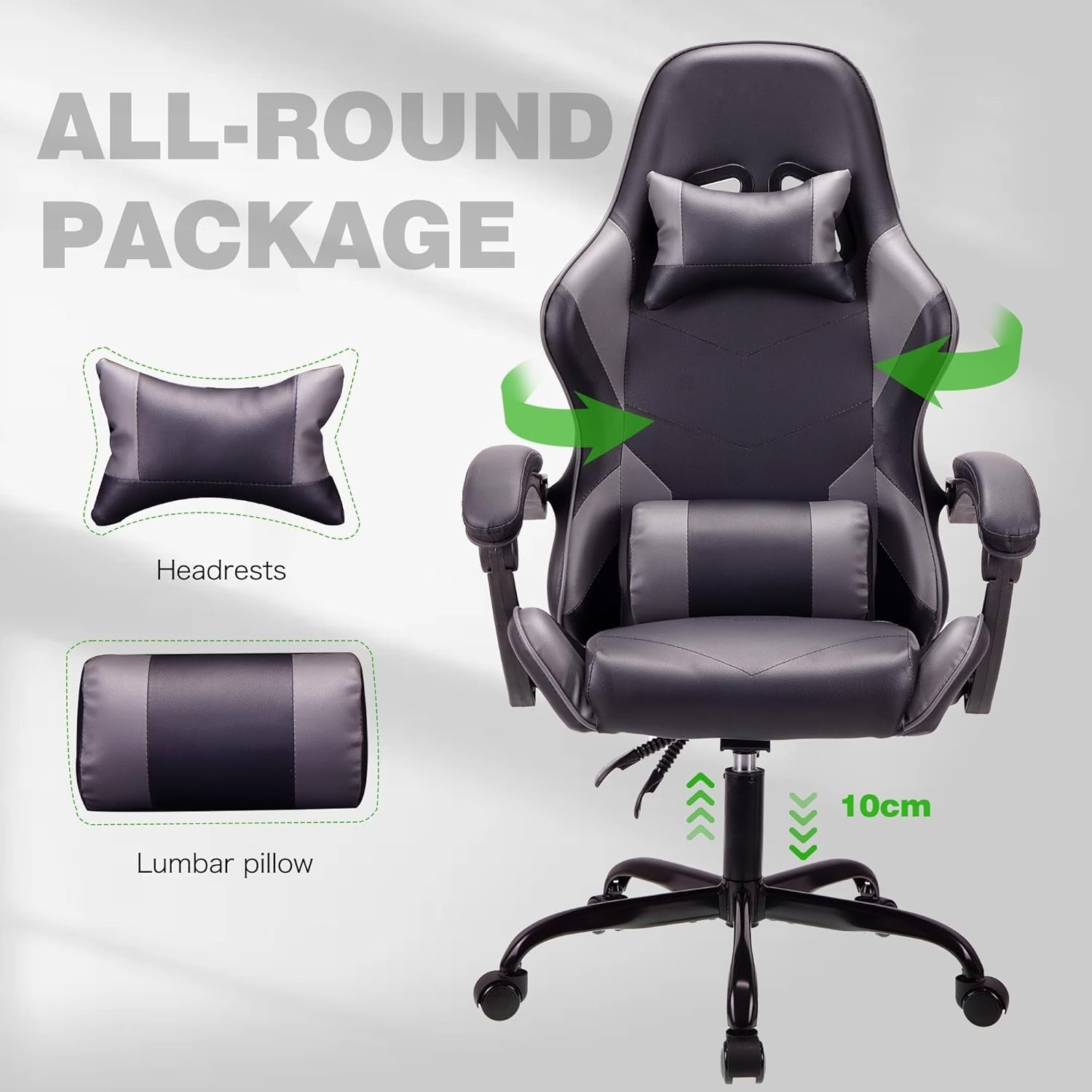 Ergonomic Office Chair High Back Mesh Swivel Adjustable Desk Seat Grey 150KG