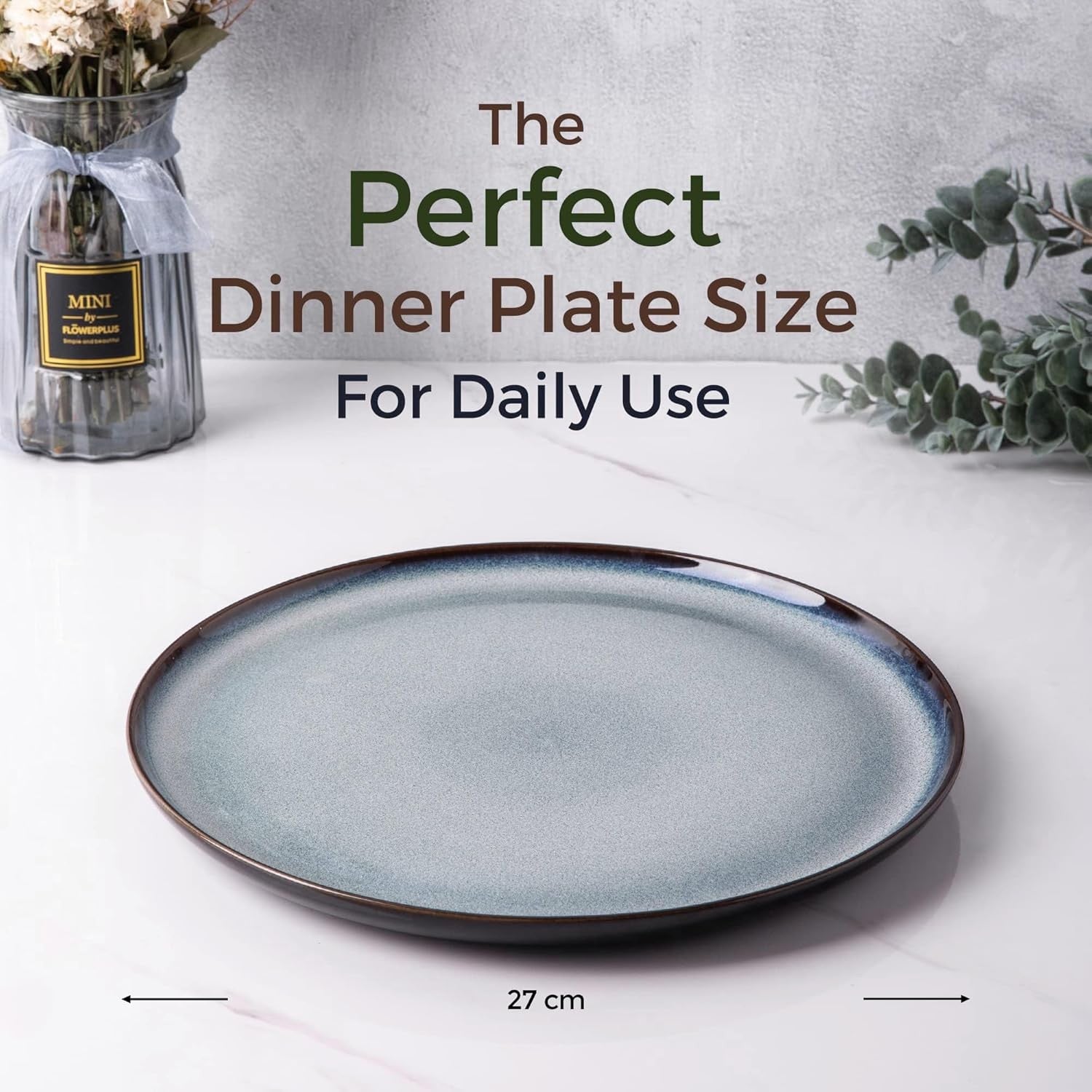 6x Large Dinner Plates 27cm Scratch Resistant Stoneware Pasta Salad Plates