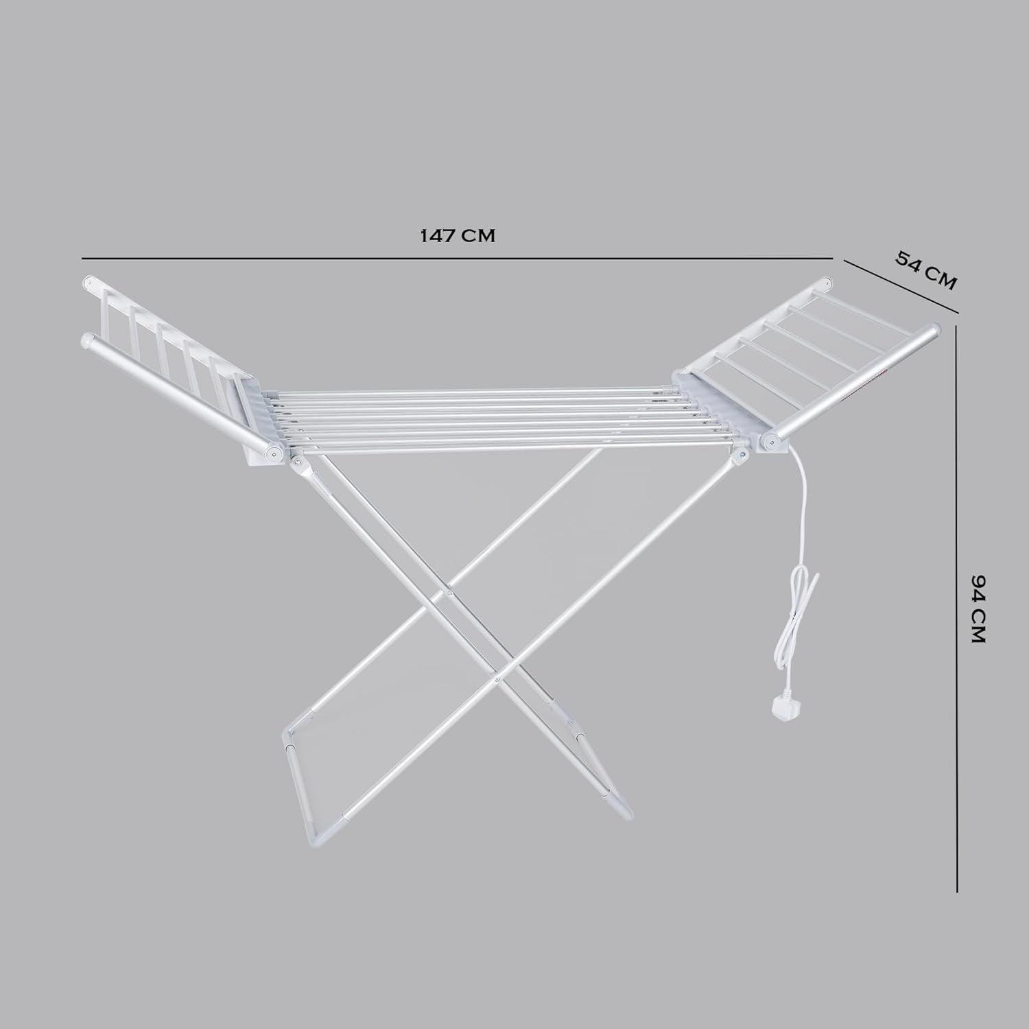 Electric Heated Clothes Airer Folding Drying Rack 20 Heated Bars Indoor