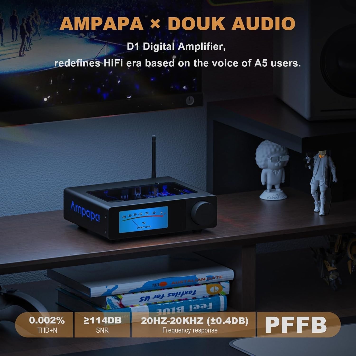 300W x2 Bluetooth 5.2 Stereo Amplifier HiFi 2.1 HPF
