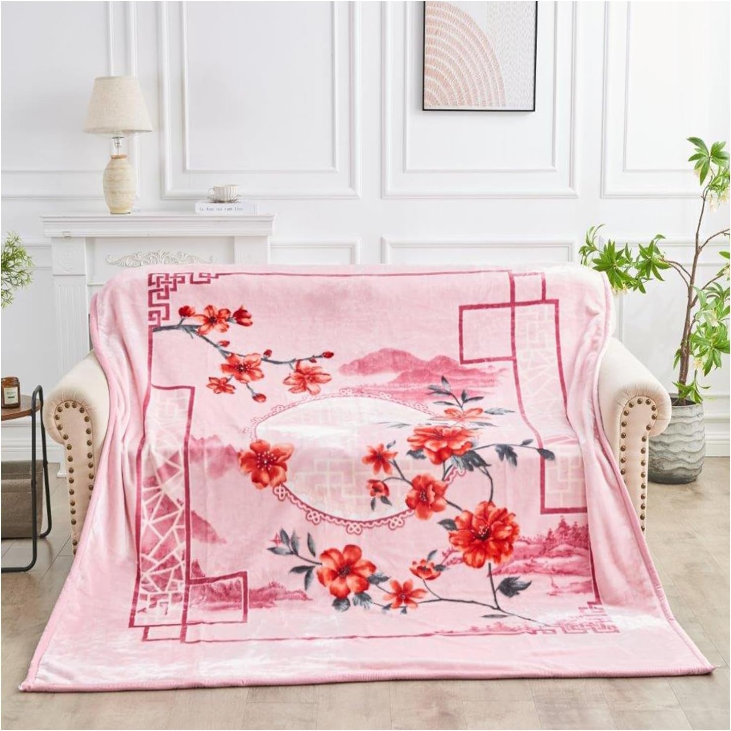 Heritage Flowers 5kg Heavy Fleece Blanket 200x240cm King Bed