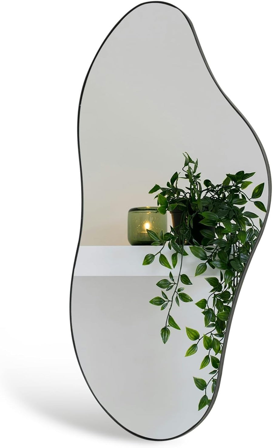 Irregular Wall Mounted Bathroom Mirror 98x45cm Metal Frame, Splashproof