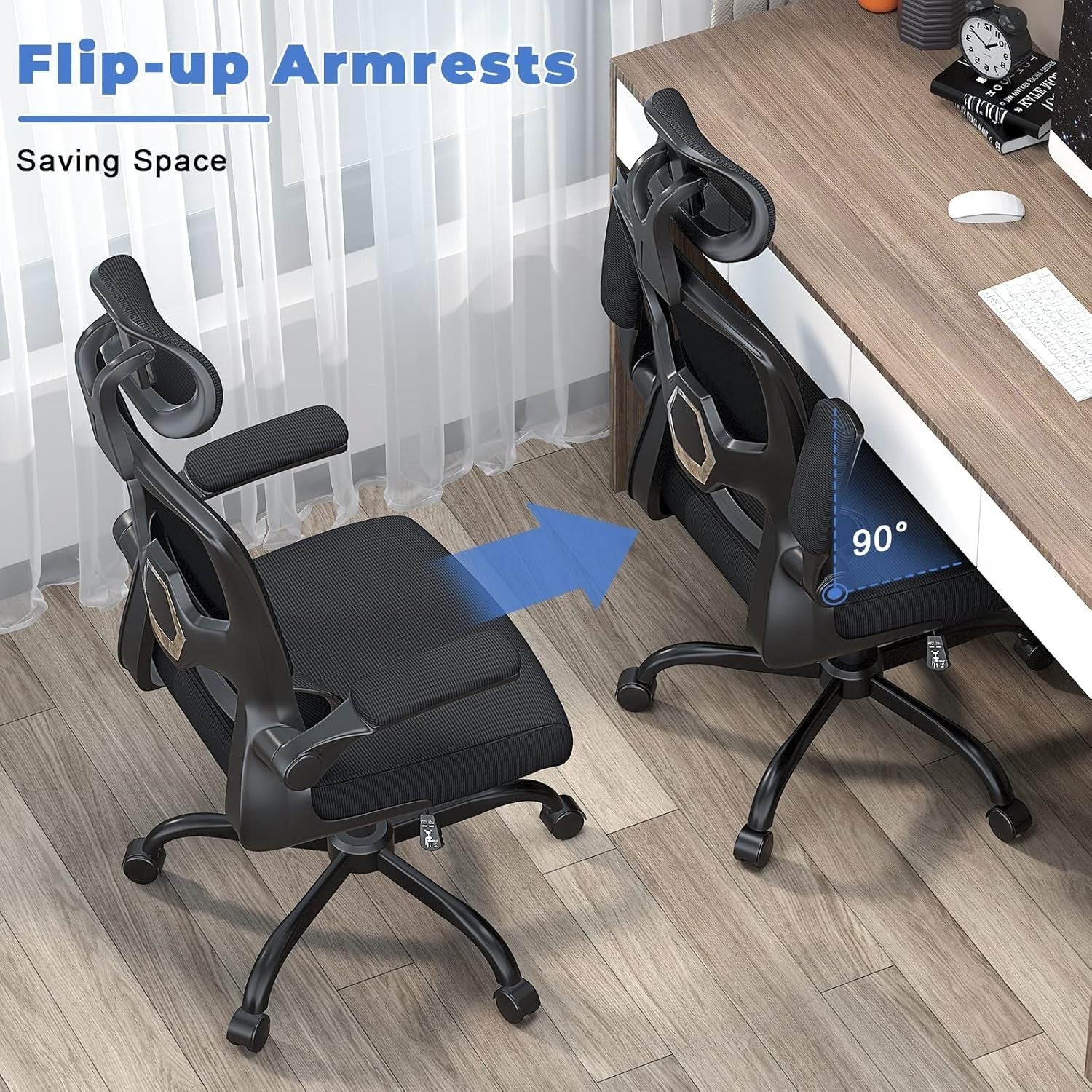 Ergonomic Mesh Office Chair, Adjustable Headrest & Backrest, Flip-up Arms, Cross