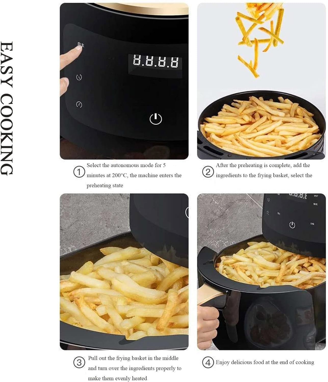 4.5L Air Fryer Oil Free 220V Smokeless Touch Control With Baking Paper