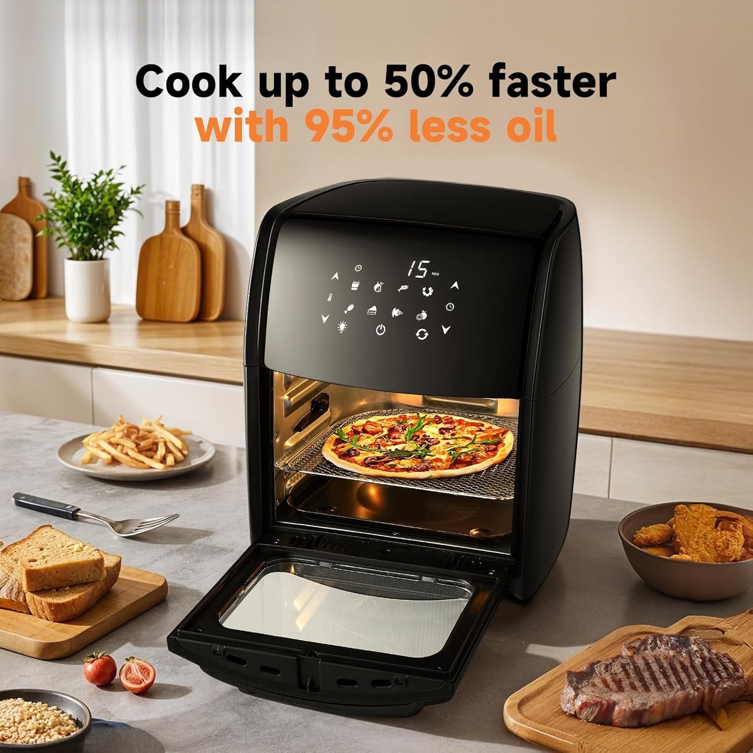 12L Air Fryer Oven With Rotisserie | Digital Touchscreen | 8 Presets 1800W
