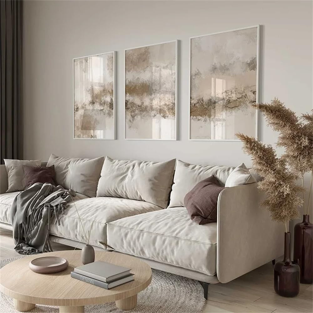 3‑Piece Beige Abstract Minimalist Art Prints 40×50 cm Wall Decor