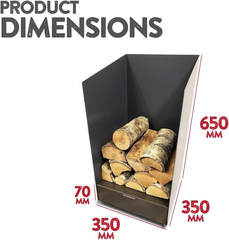 Firewood Log Holder with Drawer Indoor Steel Wood Storage Rack Modern