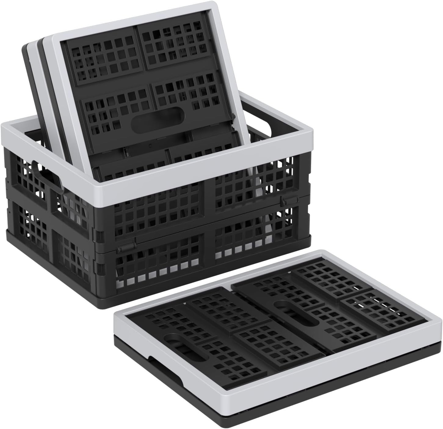 Foldable Plastic Storage Crates 35L – Collapsible Stackable Bins for Home
