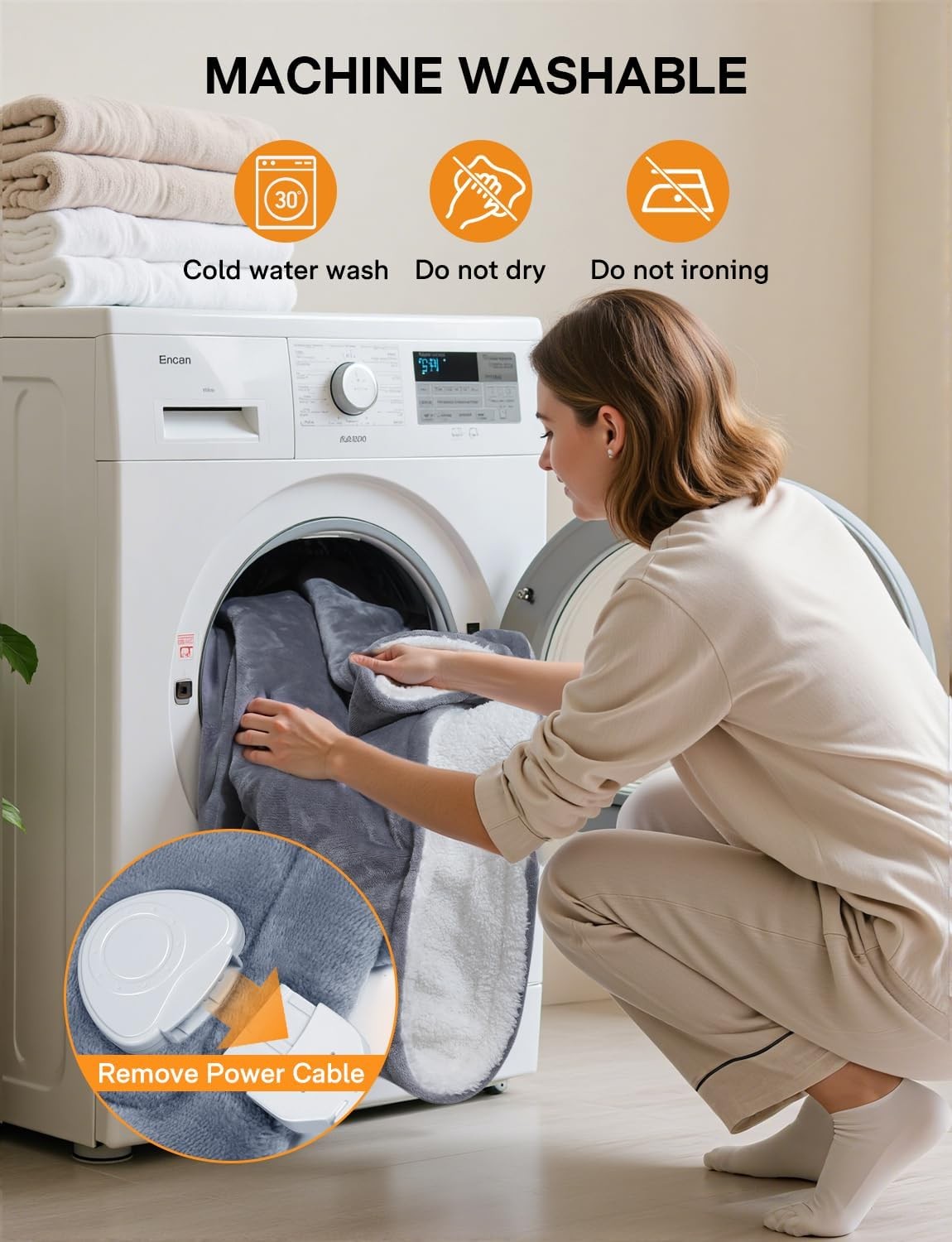 Double Electric Heated Blanket 9 Heat Settings Fast Heating Washable Throw