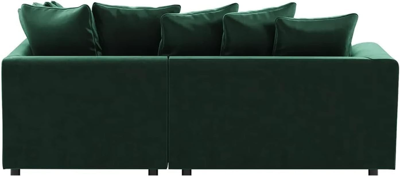 Green L-Shaped 3+2 Seater Corner Sofa - Plush Fabric Modular Couch (Right Hand)