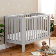 Convertible Mini Toddler Bed Baby Cot Bed and Sofa Adjustable Height Grey