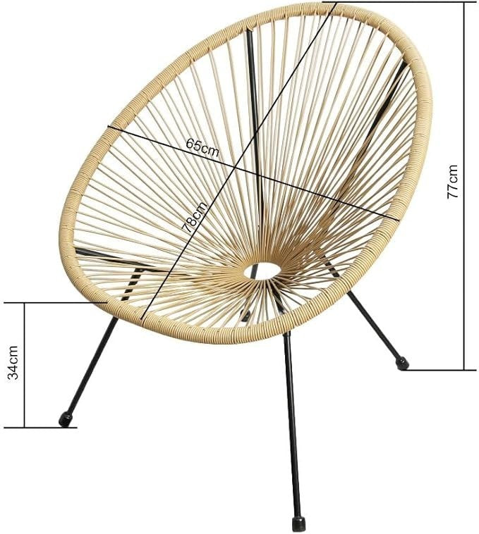 Outdoor Bistro Egg Chair Set with Table – Rattan Style, Retro Garden Furniture