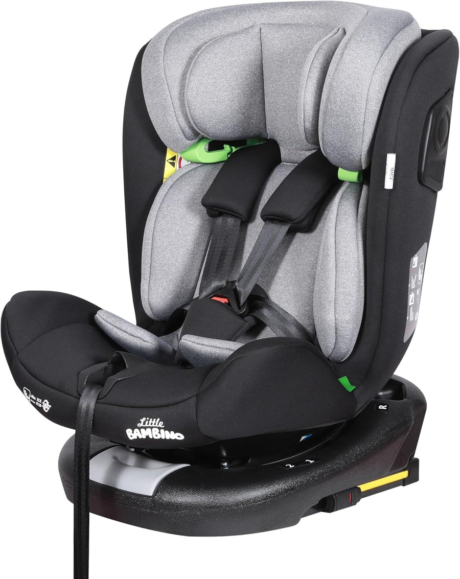360° Rotating i-Size Car Seat ISOFIX R129 0–36kg Birth to 12 Years Black Grey