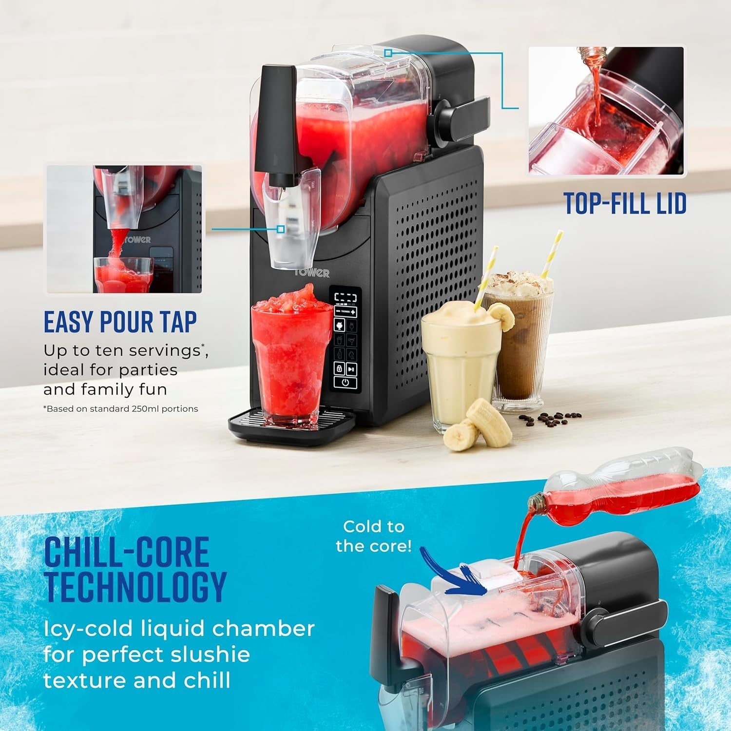 Frozen Drink Slushie Maker Machine w/ Digital Display 220W Black